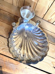 Vintage F.B. Rogers Silver Scalloped Shell Serving Dish