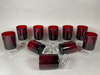 Ten Ruby Red Luminarc Cavalier Glasses