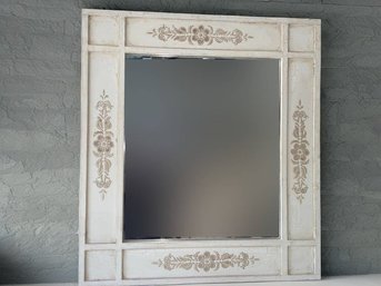 Antiqued Wood Patterned  Almost Square Mirror