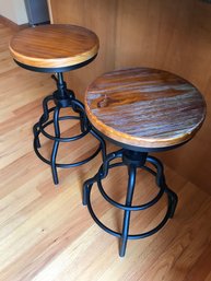 Pair Of Metal And Wood Stools