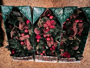 3 Boxes Of Prelit Garland- Each 9 Feet