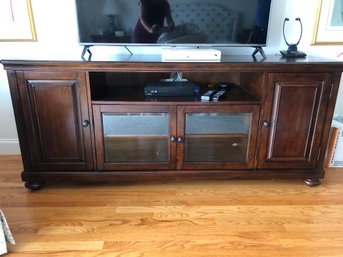 TV Console Cabinet Made Of Hardwood And Cherry Veneers