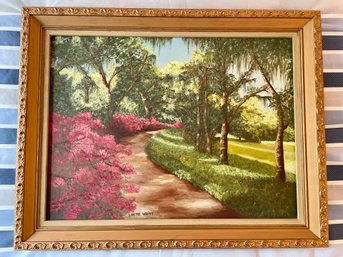 Azalea Garden Painting Signed By Artist Irene Whitt