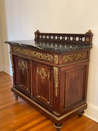 E. Poteau Paris / French Marble Top Silver Storage Sideboard & Cabinet