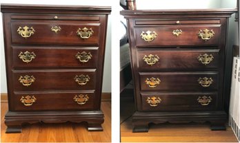 Pair Of Kincaid Cherry Night Tables/Chests With Slide Pullouts