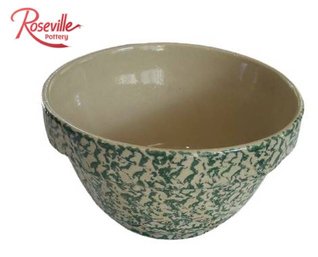 Roseville Ransbottom Green Spongeware Pottery Large 12 ' Bowl