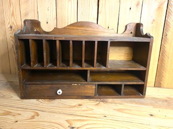 Antique Wood Cubby With Drawer