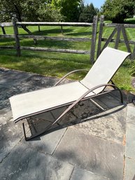 One Chaise Lounge, Cream Colored Seat And Brown Aluminum,  81x27 Lot 1