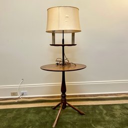 An  Americana Antique Maple Wood Spool Table Converted Lamp