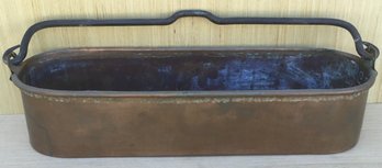 Vintage Copper Rectangular Planter, Black Iron Handle.