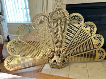 Folding Brass Fireplace Screen