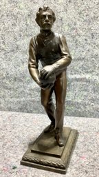 Antique Patinated Bronze Statuette Of A Bowler Paul Engel