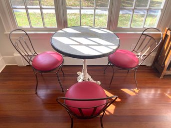 Extremely Charming! Antique French Bistro Table & Three Chairs  (W2)