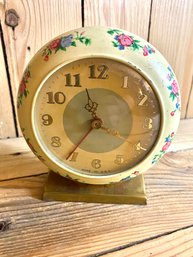 Vintage Floral Tin Frame US TIME Clock