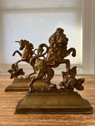 Vintage Brass Bookends One Lion And One Unicorn