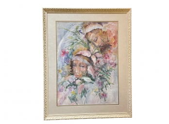 Custom Framed Watercolor By Bette Sullivan (American, 20th Century) Pencil Signed & Dated