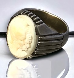 Vintage Mens Hand Carved CAMEO Silver Ring