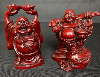 Pair Of Red Resin Buddhas