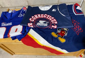 3 Jerseys: Patriots Martin, UConn Hoops, Mickey Mouse Hockey Sweater