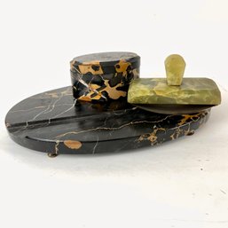 Antique Marble Inkwell Desk Accessories