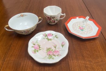 Mismatched Floral Dishes From England & Japan