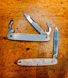 Lot 4- Pair Of Embossed  Silver Handle Knives