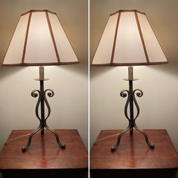 Pair Of Metal Scroll Table Lamps