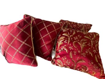 Burgundy & Gold Accent Pillows (4)