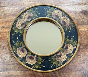 Vintage Handpainted Floral Wooden Mirror