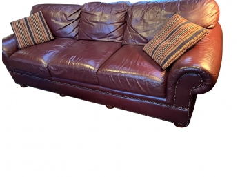 Burgundy Leather Nailhead Couch