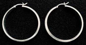 Vintage Sterling Silver 925 Hoop Pierced Earrings Bulky 3/8 Inch Thick, 1.5 Inch Diameter, 5 In Circumference
