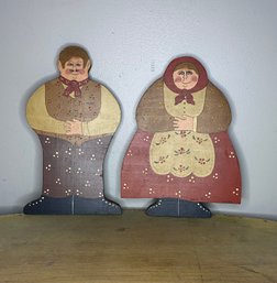 Vintage Wooden Country Folk Couple