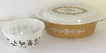Vintage Pyrex Bowl & Casserole With Lid, Very Retro, USA