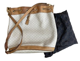 Vintage Gucci Tan Drawstring Bucket Bag