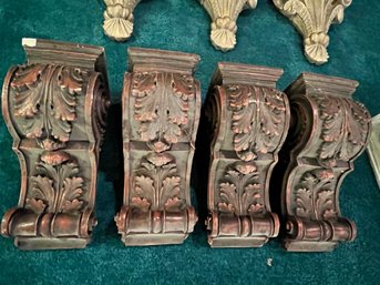 4 Matching Bronze Red Wall Sconces