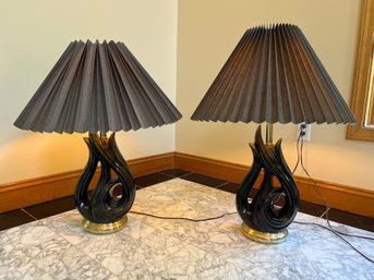 Pair Of Mid Century Modern Abstract Table Lamps