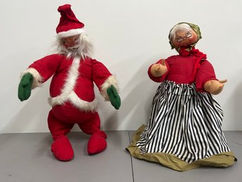 Pair Of Large Vintage Christmas Analee Dolls - Santa & Ms. Claus