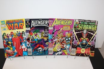 4 Great Marvel Comics - The Infinity War #1 (fold- Out Cover) - Doctor Strange #49 - Avengers #296 & #301