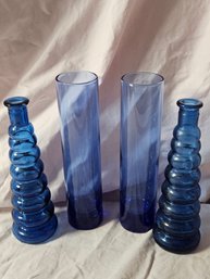 4 Blue Vases