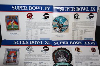 4 Great Super Bowl Patch Cards Full Size SB Patches IV, IX, XI, XXVI