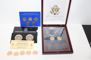 Variety Of Coins - Eisenhower Dollars - Sacagawea Dollar - State Quarters - Gold-plated State Quarters