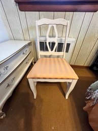 French Provincial Style Desk Chair, Or Side Chair, With Toast Colored Fabric Seat