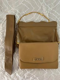 2 Vintage Brown Colored Handbags And A Belt