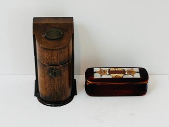 Mahogany Lighter Box And Small HInged Trinket Box