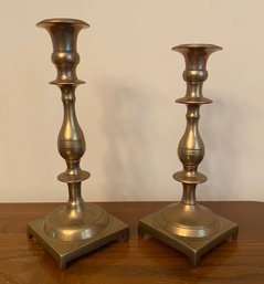 Pair Of Heavy Brass Candlestick Holders
