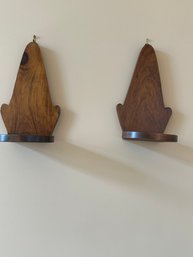 Pair Wood Wall Shelves