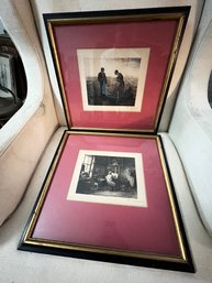 Pair Of Pen And Ink Or Steel Engravings Signed F. Jacques