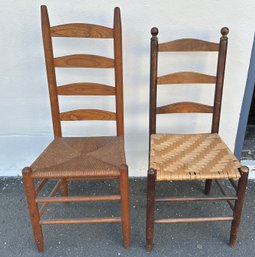 Pair Of Ernest Gimson Ladder Back Ash Wooden Chairs.                                              CVBC