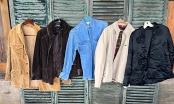 5 Jackets, Including Corduroy, Suede, Denim & Silk, Alligator Brand, Banana Republic, Lafayett 148 New York