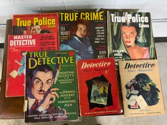 7 Vintage Detective Magazines ~ 1930s,1940s, 1950s & 1960s ~